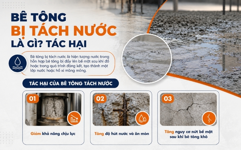 Bê tông bị tách nước là gì Tác hại