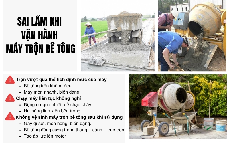Sai Lầm Khi Vận Hành Máy Trộn Bê Tông
