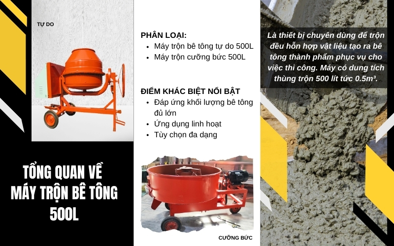 Tổng quan về máy trộn bê tông 500L