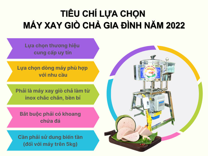 Tiêu chí lựa chọn máy xay giò chả gia đình năm 2022