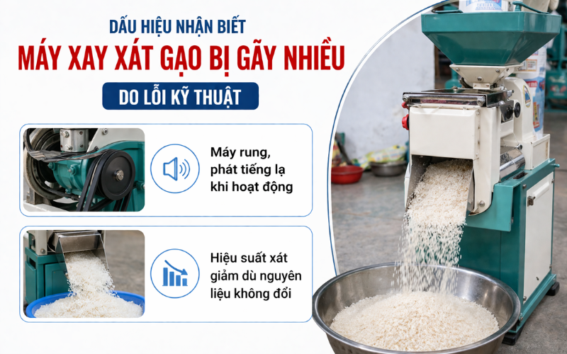 Dấu hiệu nhận biết máy xay xát gạo bị gãy nhiều do lỗi kỹ thuật 