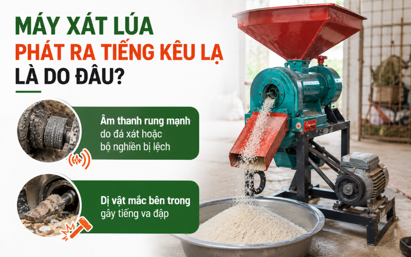 Âm thanh rung mạnh do đá xát hoặc bộ nghiền bị lệch