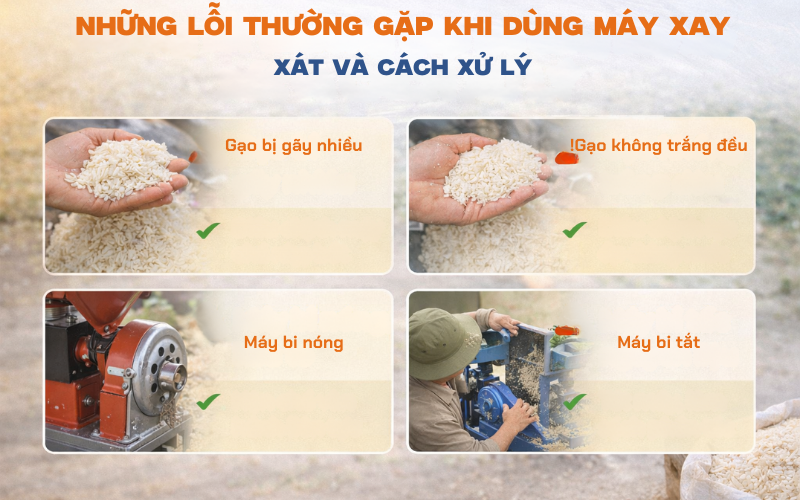Những lỗi thường gặp khi dùng máy xay xát và cách xử lý