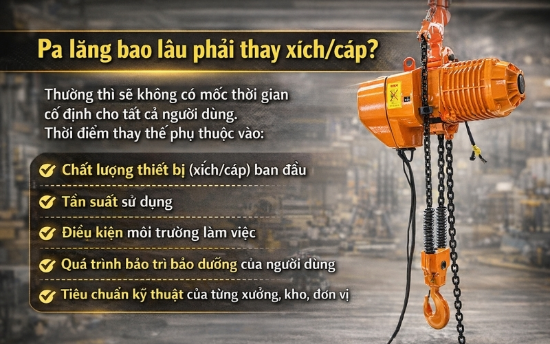 Pa lăng bao lâu phải thay xíchcáp