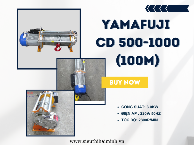 Máy Tời Cáp Mặt Đất Nhật Bản Yamafuji CD 500-1000 (100m)