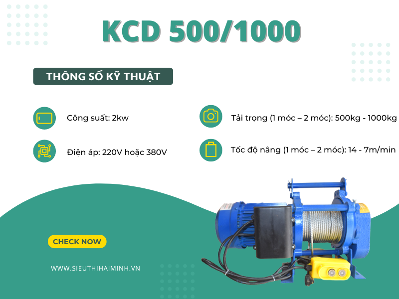 Tời Điện Đa Năng KCD 5001000