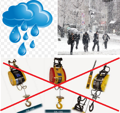 Thời tiết mưa và tuyết không thích hợp để tời điện mini hoạt động