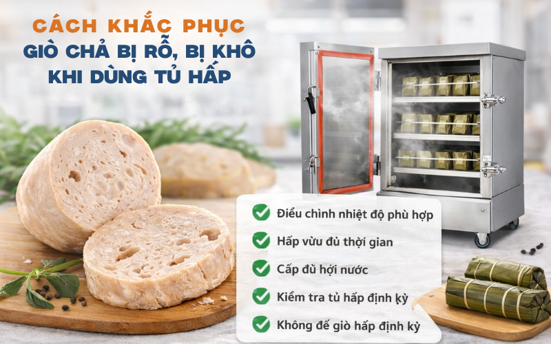 Cách khắc phục giò chả bị rỗ, bị khô khi dùng tủ hấp