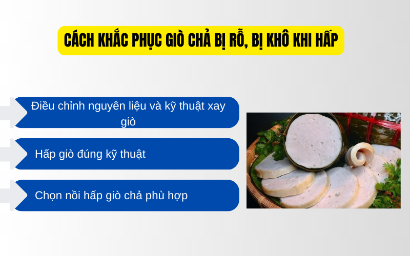 Cách khắc phục giò chả bị rỗ, bị khô khi hấp