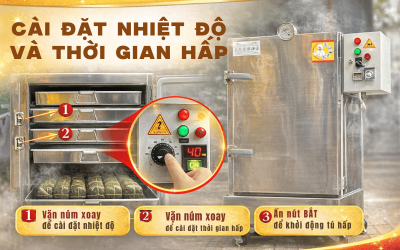 Cài đặt nhiệt độ và thời gian hấp