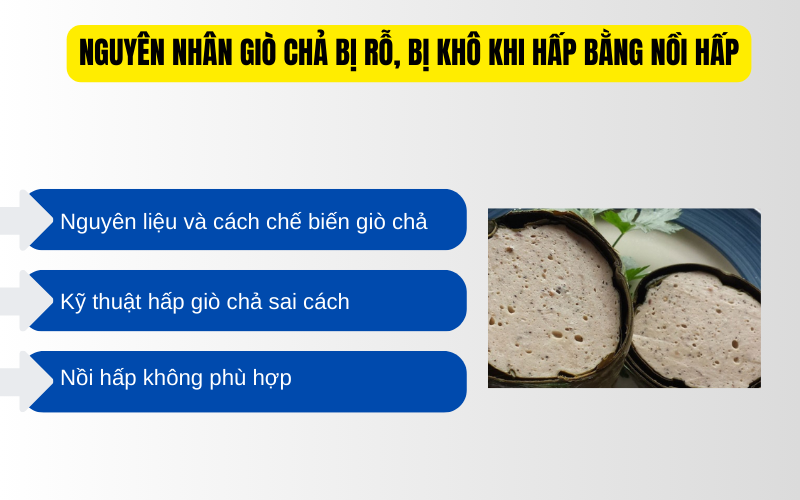 Nguyên nhân giò chả bị rỗ, bị khô khi hấp bằng nồi hấp