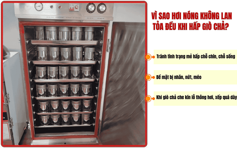 Vì sao hơi nóng không lan tỏa đều khi hấp giò chả?