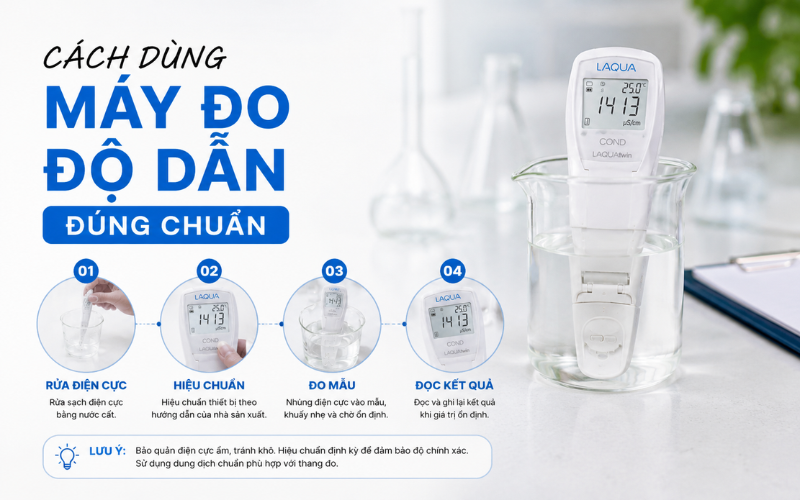 Cách dùng máy đo độ dẫn đúng chuẩn