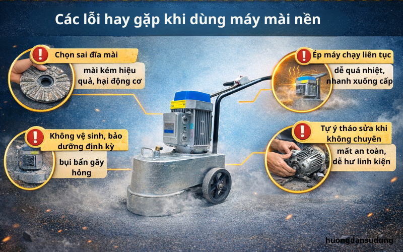 Các lỗi hay gặp khi dùng máy mài nền