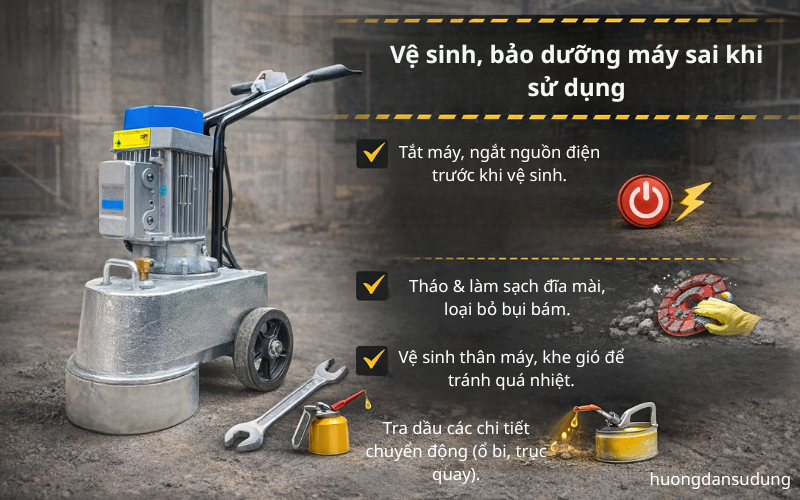 Vệ sinh, bảo dưỡng máy sai khi sử dụng