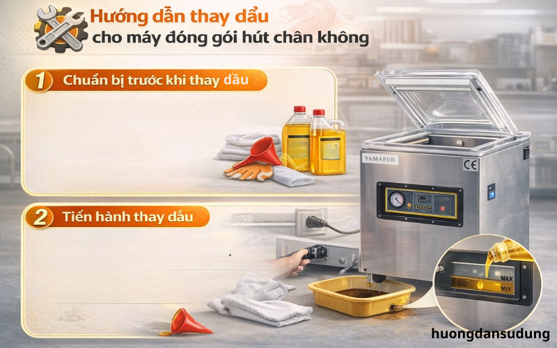 Hướng dẫn thay dầu cho máy đóng gói hút chân không