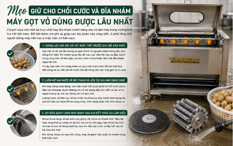 Mẹo giữ cho chổi cước và đĩa nhám máy gọt vỏ dùng được lâu nhất