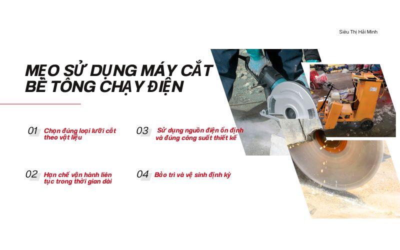 Mẹo sử dụng máy cắt bê tông chạy điện 