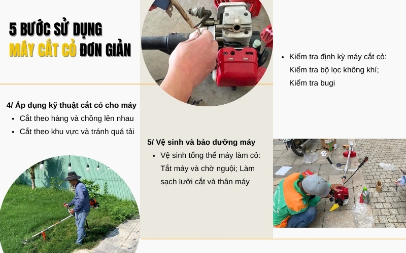 5 Bước Sử Dụng Máy Cắt Cỏ Đơn Giản