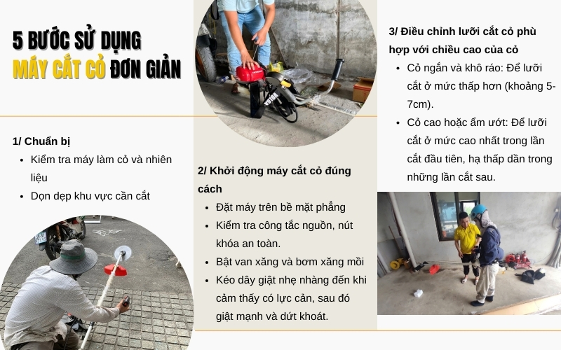 5 Bước Sử Dụng Máy Cắt Cỏ Đơn Giản