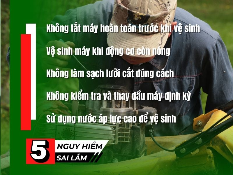 Sai lầm thường gặp khi vệ sinh máy cắt cỏ