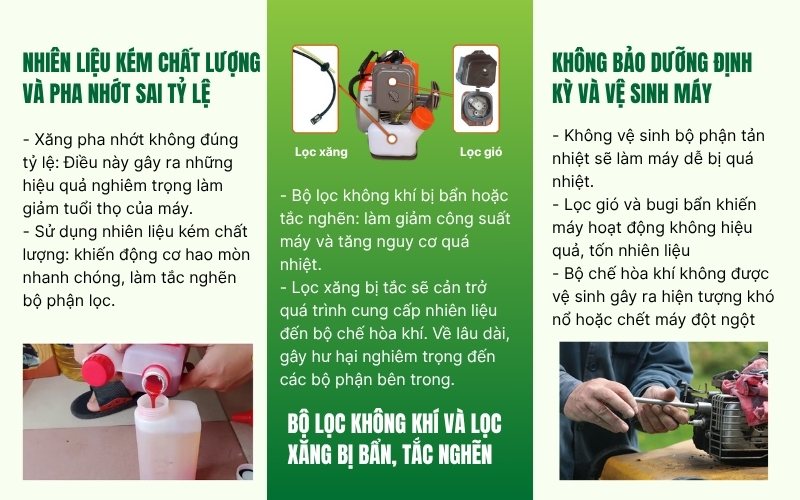 5 lý do khiến máy cắt cỏ 2 thì nhanh xuống cấp