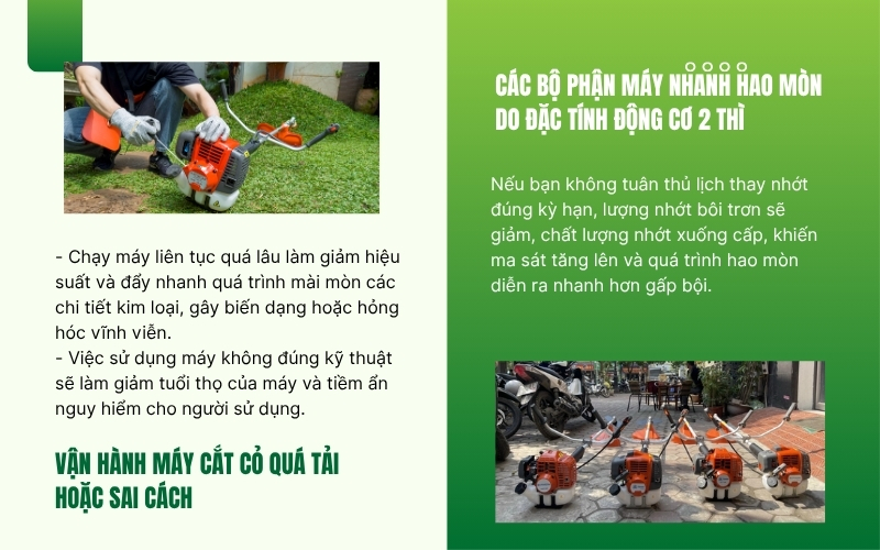 5 lý do khiến máy cắt cỏ 2 thì nhanh xuống cấp