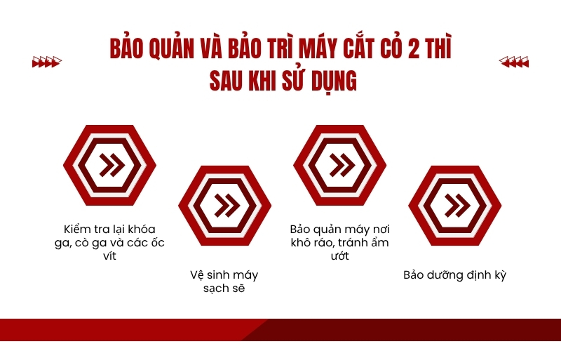 Bảo quản và bảo trì máy cắt cỏ 2 thì sau khi sử dụng