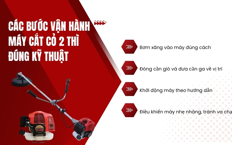 Các bước vận hành máy cắt cỏ 2 thì đúng kỹ thuật
