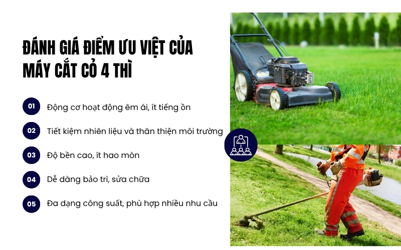 Đánh giá điểm ưu việt của máy cắt cỏ 4 thì