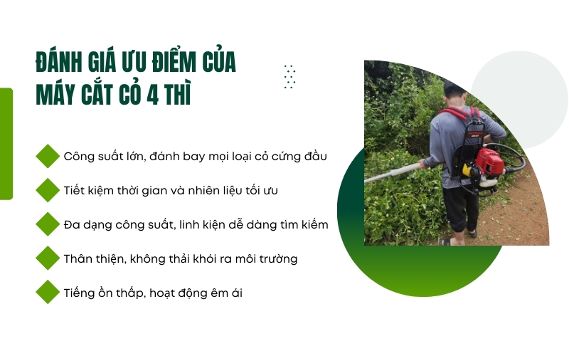 Đánh giá ưu điểm vượt trội của máy cắt cỏ 4 thì