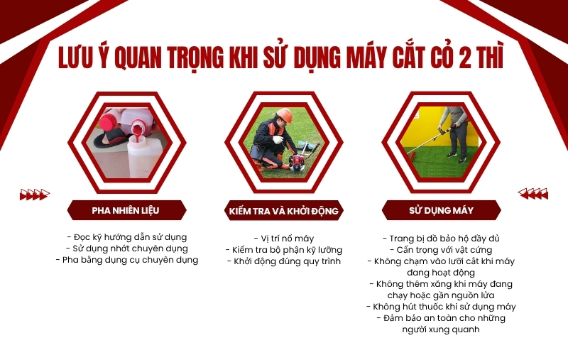 Lưu ý cần nắm khi sử dụng máy cắt cỏ 2 thì