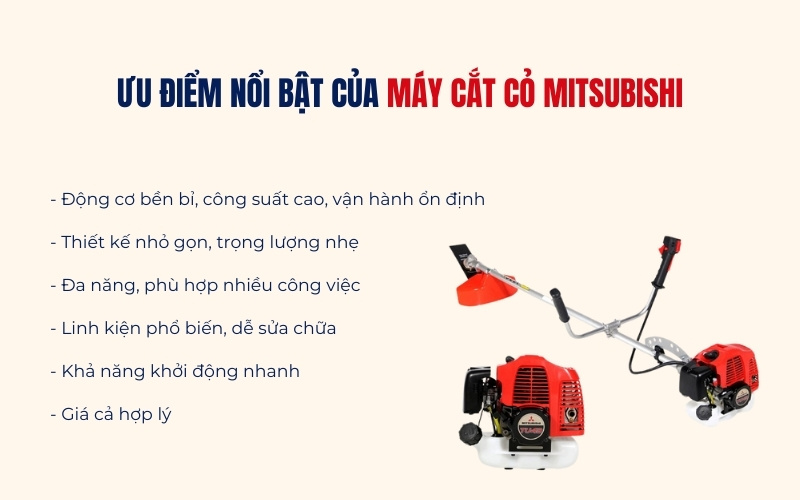 Ưu điểm nổi bật của máy cắt cỏ Mitsubishi