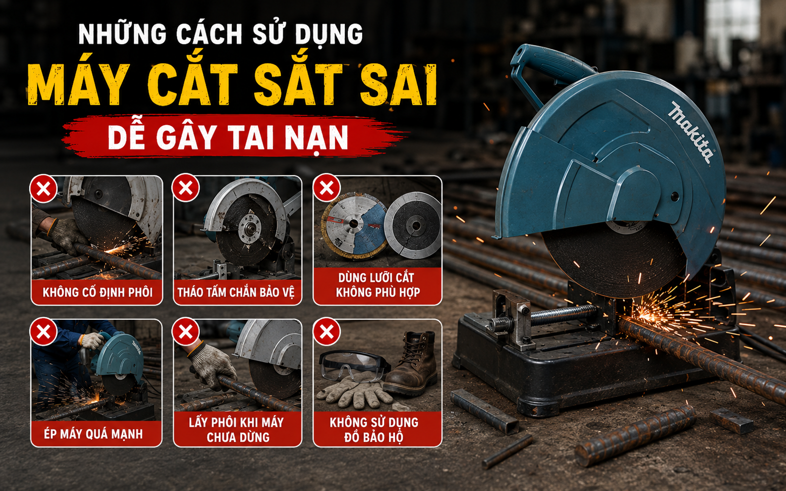 Những cách sử dụng máy cắt sắt sai dễ gây tai nạn
