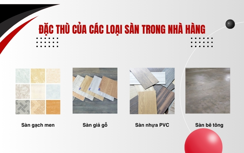 Đặc thù của các loại sàn trong nhà hàng