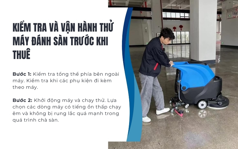 Kiểm tra và vận hành thử máy đánh sàn trước khi thuê