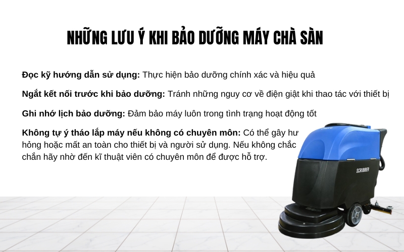 Những lưu ý khi bảo dưỡng máy chà sàn