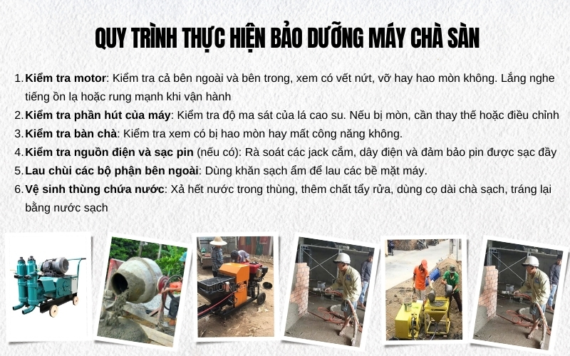 Quy trình thực hiện bảo dưỡng máy chà sàn