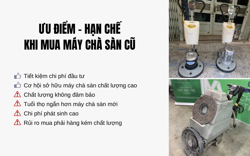 Ưu điểm hạn chế khi mua máy chà sàn cũ