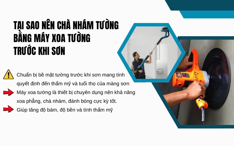 Tại sao nên chà nhám tường bằng máy xoa tường trước khi sơn