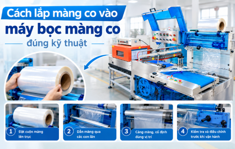 Cách lắp màng co vào máy bọc màng co đúng kỹ thuật
