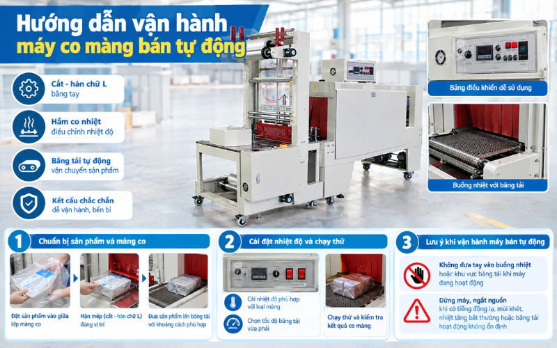 Hướng dẫn vận hành máy co màng tự động đúng cách