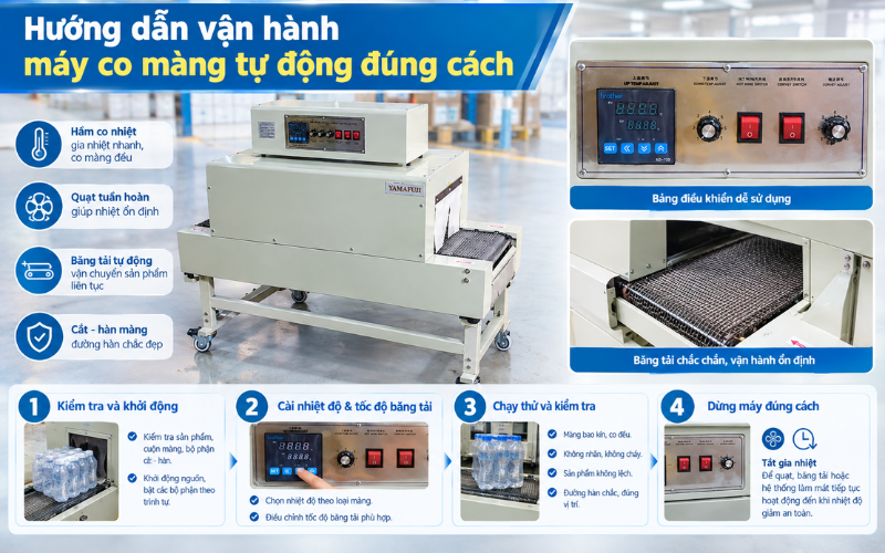 Hướng dẫn vận hành máy co màng bán tự động