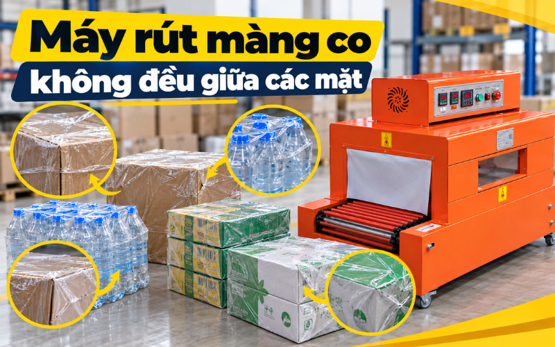 Máy rút màng co không đều giữa các mặt