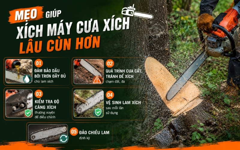 Mẹo giúp xích máy cưa xích lâu cùn hơn