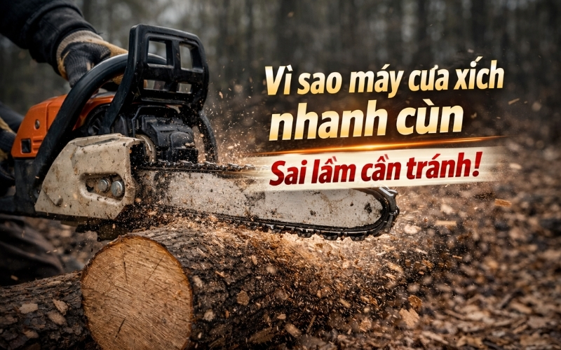 Vì sao máy cưa xích nhanh cùn sai lầm cần tránh