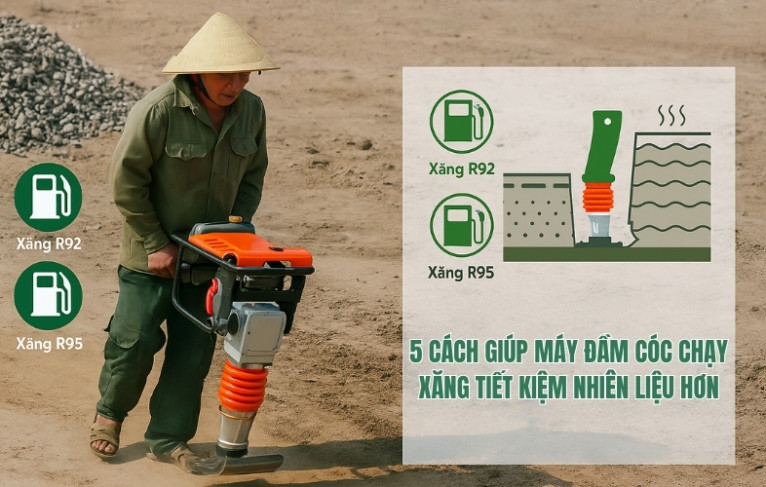 5 cách giúp máy đầm cóc chạy xăng tiết kiệm nhiên liệu hơn