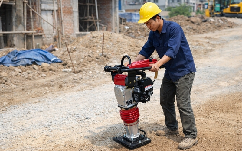 Cách điều khiển máy khi đầm nền