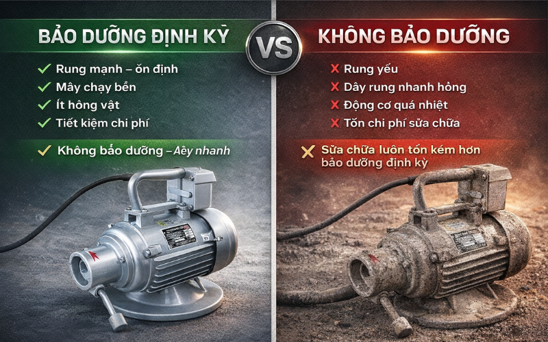 Cách bảo dưỡng máy đầm dùi giúp tăng tuổi thọ và năng suất