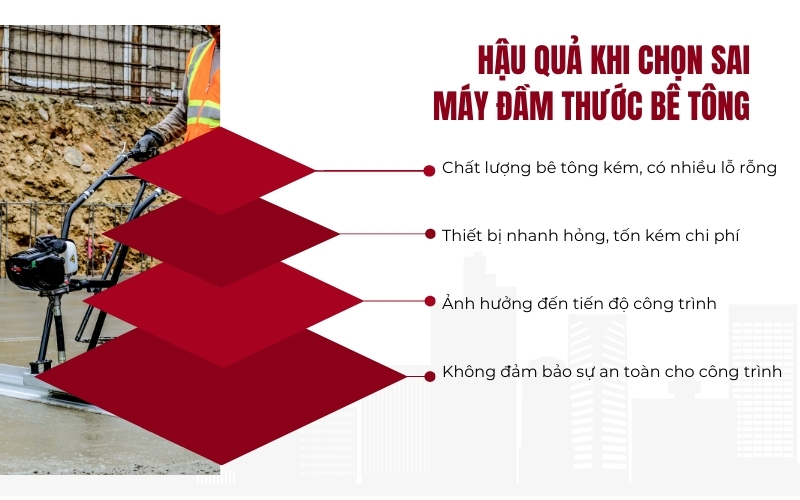 Hậu quả khi chọn sai máy đầm thước bê tông